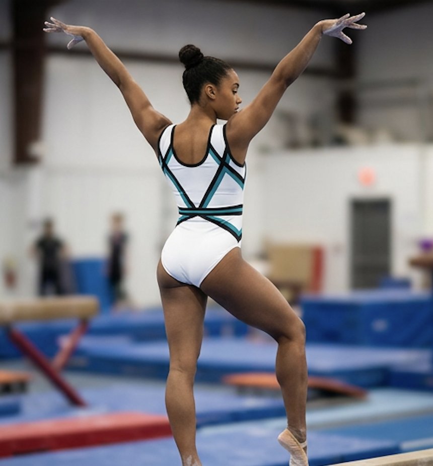 Quasar sleeveless practice leotard back view — Lore Leos