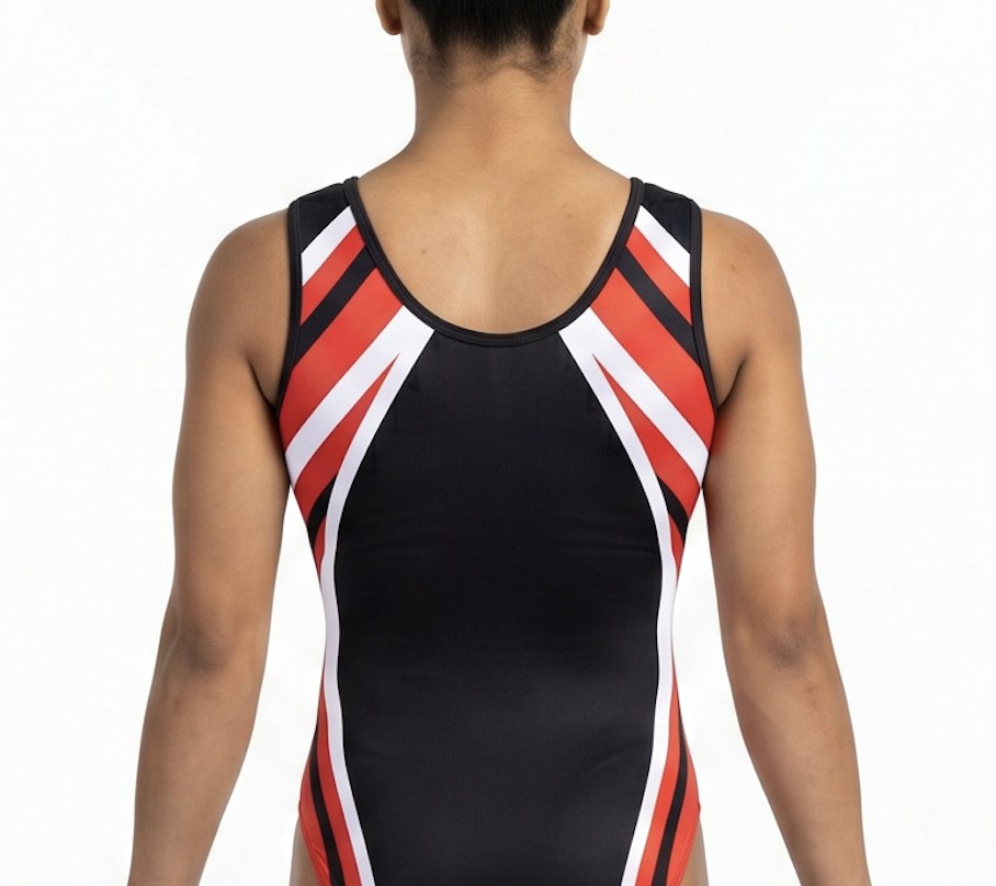 Strike sleeveless practice leotard back view — Lore Leos
